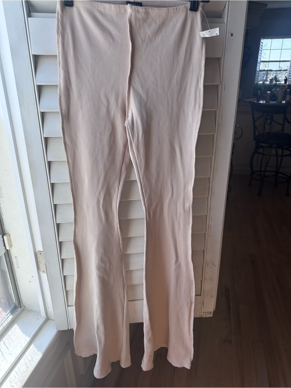 naked wardrobe cream Ribbed Flare Pants